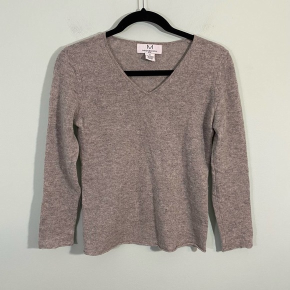 M by Magaschoni Sweaters - M By Magaschoni Women's Grey V-neck Cashmere Sweater Size PP